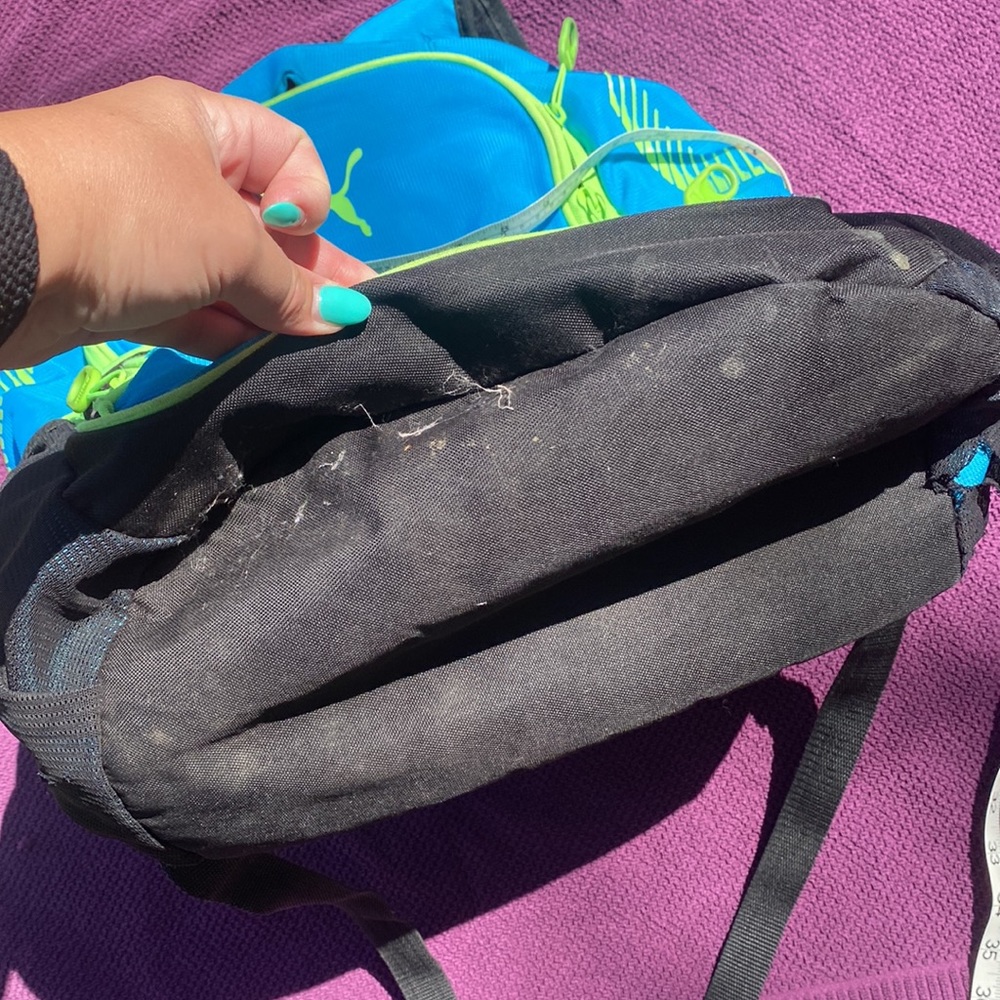 Puma Blue and Green Backpack GUC - Picture 4 of 9